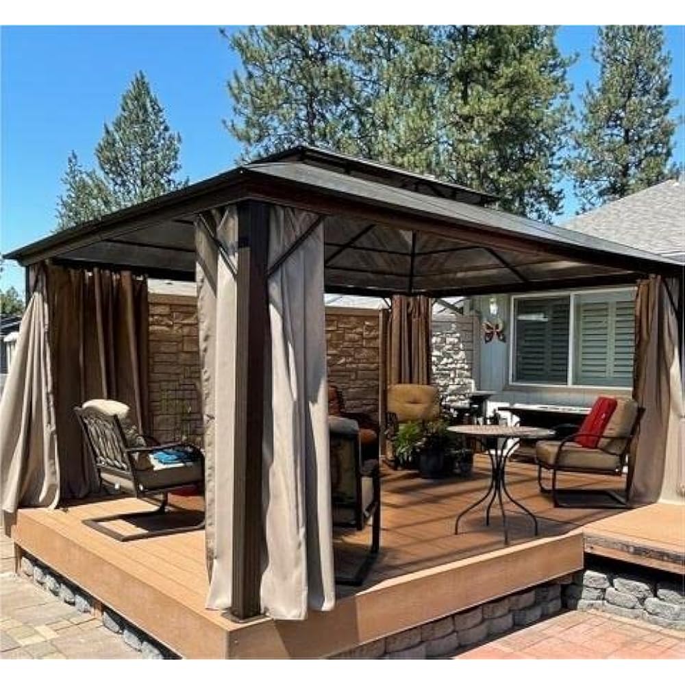 Hardtop Gazebo with Curtains