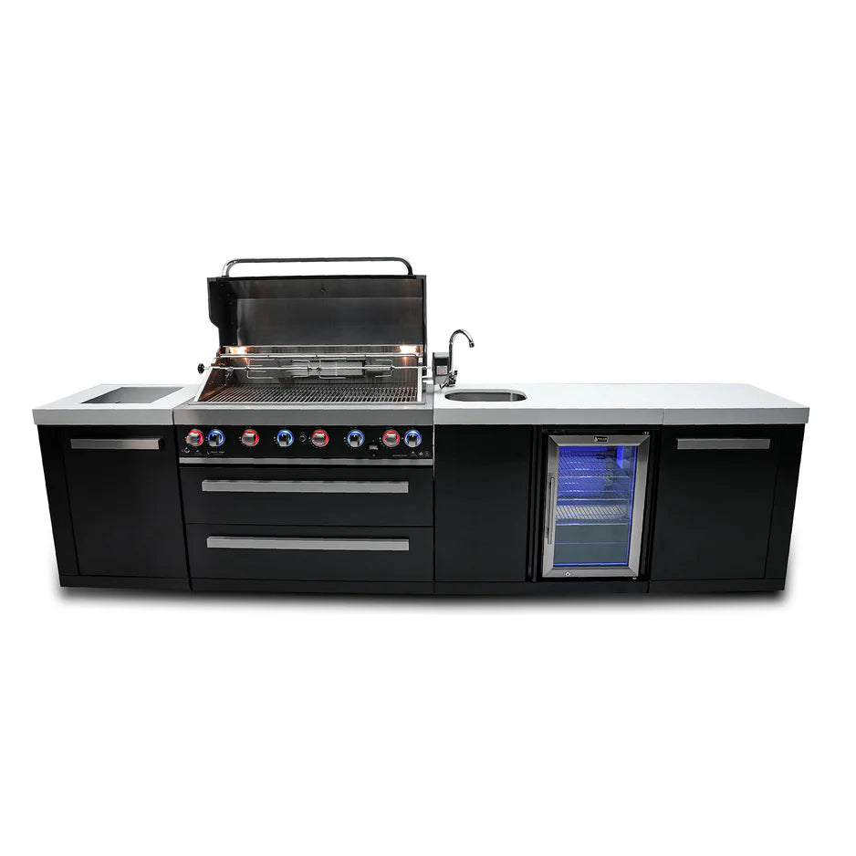 Black Stainless Steel BBQ Grill Island