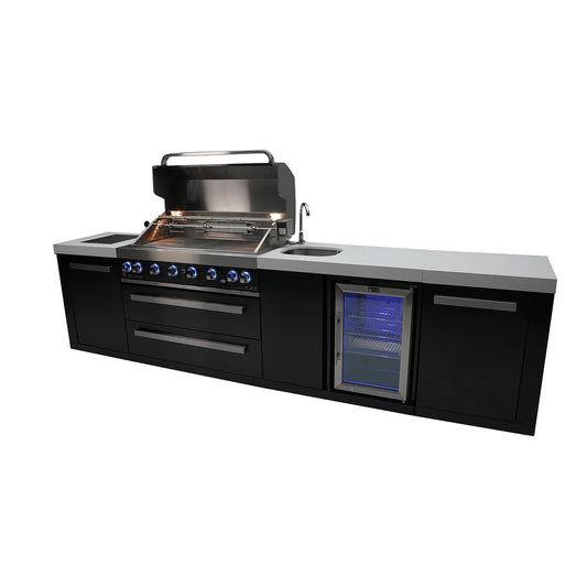 Black Stainless Steel BBQ Grill Island